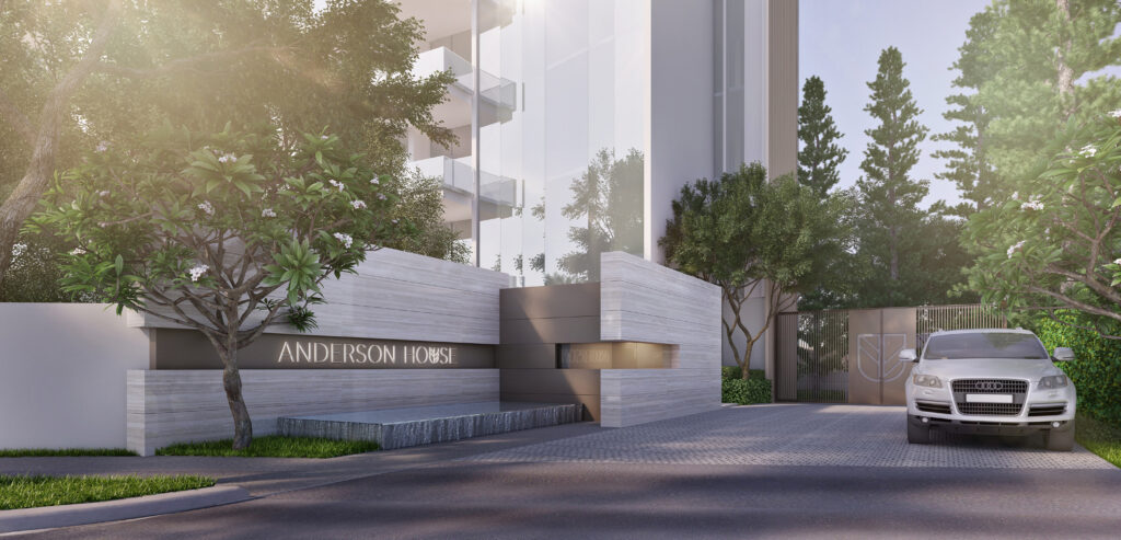 Main gate of Luxury residential building with Anderson House Branding in Singapore