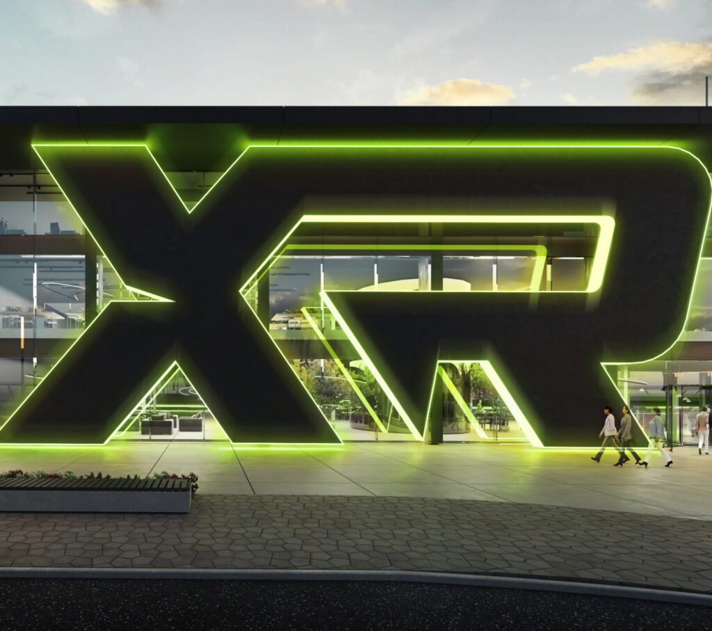 XRange logo neon green in a futuristic green-and-black interface.